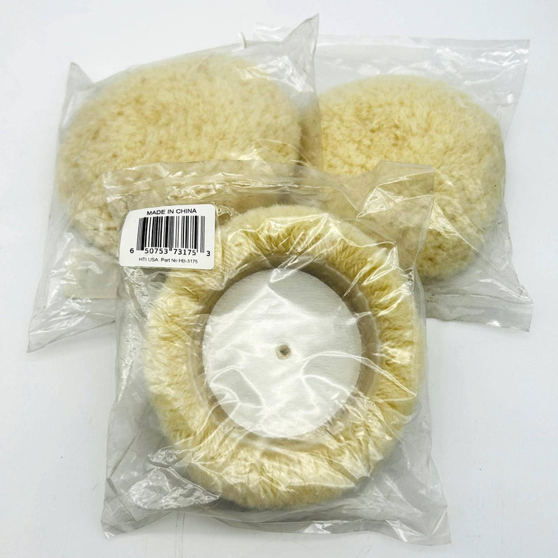 Hi-Tech Industries HB-3175 Mini Buffing Cutting Pad Wool 3.5in Hook and Loop 3pk 1