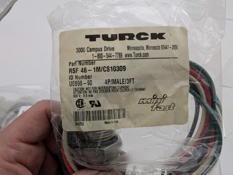 Turck RSF 46-1M Actuator & Sensor Receptacle 3ft Cable 4 Pin 1/2"-14 NPSM 4