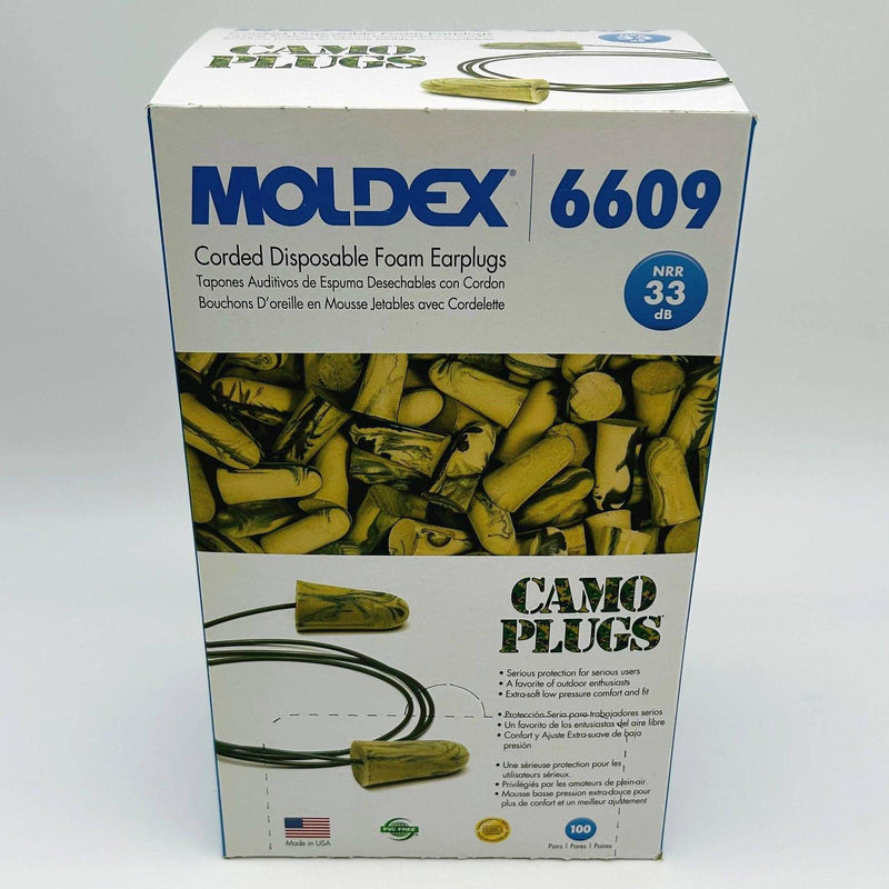 Moldex 6609 Earplugs Camo Hearing Protection NRR 33 DB Corded Dispos Foam 100pr 1