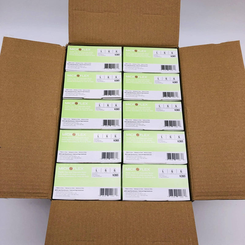 MicroFlex V283 Disposable Gloves Large Powder Free Vinyl Non-Sterile 1000/Case 3