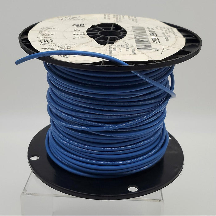 14 AWG Wire 1015BC Hookup Wire Bare Copper 41 Strand 600V 250ft Blue PVC Atlas 1