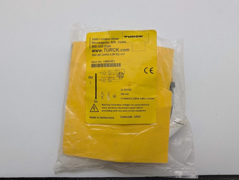 Turck BIM-UNT-2AP6X-0.2-RSC4.4T Inductive Sensor 0.2 Meter 4-Pin M12 Connector 5