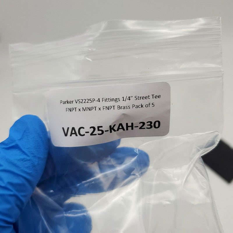 Parker VS2225P-4 Fittings 1/4" Street Tee FNPT x MNPT x FNPT Brass Pack of 5 6