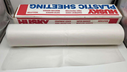Husky 8' x 100' Plastic Sheeting Poly-America 408C Clear 4-Mil Low Density 1
