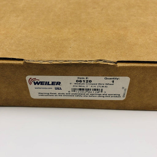 Weiler 06120 Wire Wheel Crimp 8in .014 Stl Fill 2in AH Med Face Clean Deburring 2