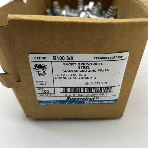 Thomas and Betts B100 3/8 Short Spring Nuts Steel Galvanized Zinc Finish 100pcs 2