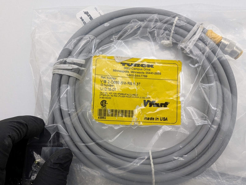 Turck VIS 2-D669-5M-RS 5.3T Dual Ended QD Cable DIN 43650 to 5 Pin M12 Male 5