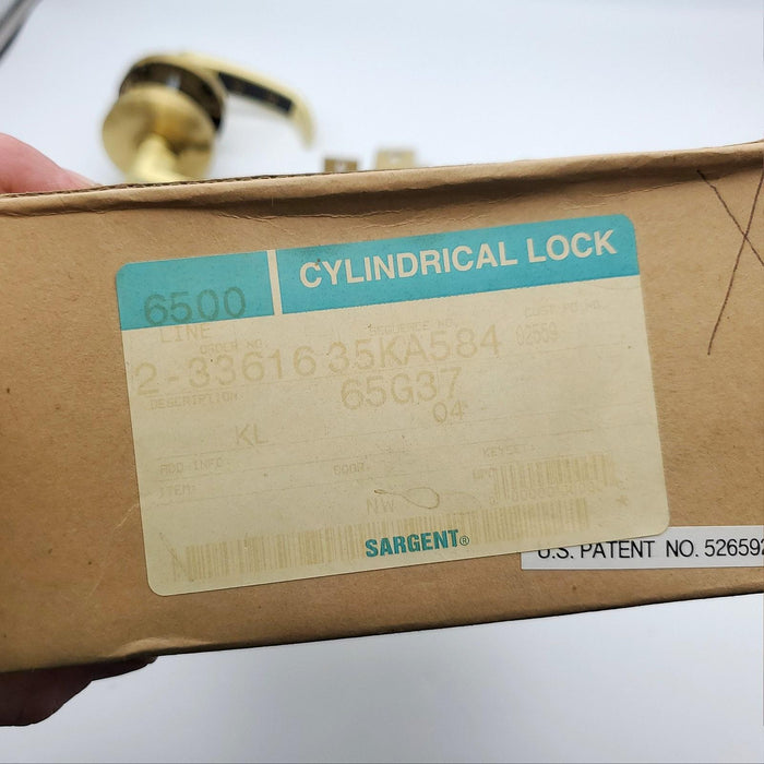 Sargent Door Lever Entry Lock Classroom Satin Brass 2-3/4" BS Schlage Cyl 65G37 9