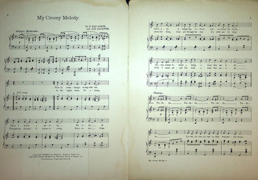 1914 My Crooney Melody Vintage Sheet Music Large Maxixe Joe Goodwin Ray Goetz 2