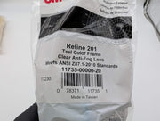 3M Refine 201 Safety Glasses Anti-Fog Impact Resist Teal Frame 11735 Pack of 2 5