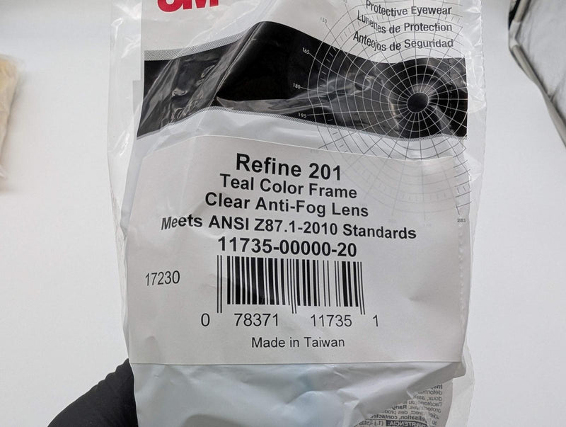 3M Refine 201 Safety Glasses Anti-Fog Impact Resist Teal Frame 11735 Pack of 2 5