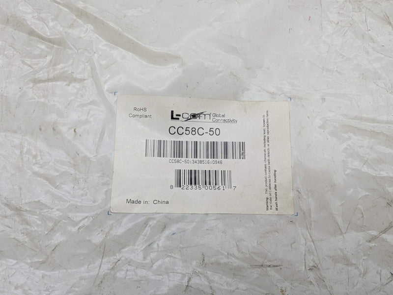 ICOM CC58C-50 RG58C/U Coaxial Cable BNC Male to Male 50 Ft 50 Ohm