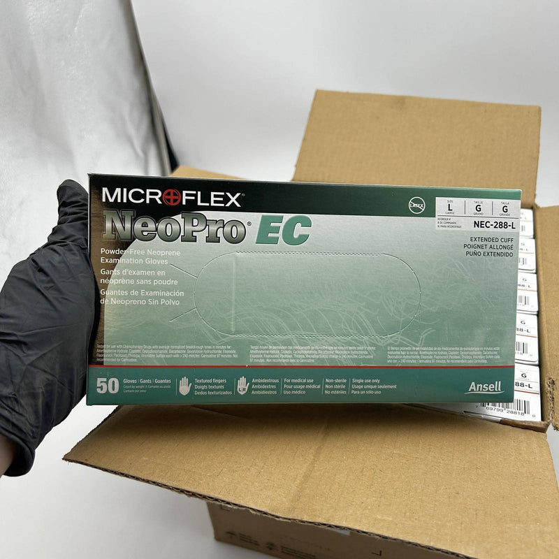 Microflex NEC-288 Disposable Gloves Large Extended Cuff Neoprene 500pcs/Case