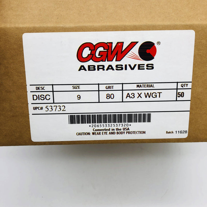 CGW 53732 Sanding Discs PSA 9in 80 GRIT Aluminum Oxide Cloth Backed 50pk 2