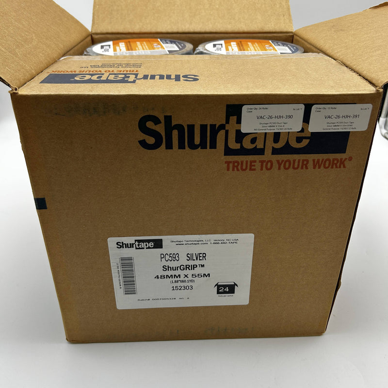 Shurtape PC593 Duct Tape Silver 48MM X 55m 8 Mil General Purpose 152303 24 Rolls