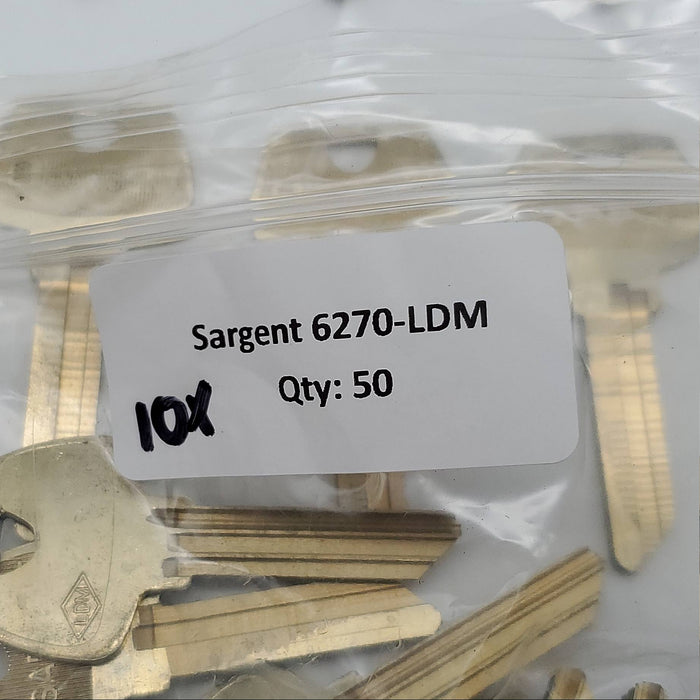 10 Sargent 6270 Key Blanks LDM Keyway Nickel Silver 6 Pin NOS 4