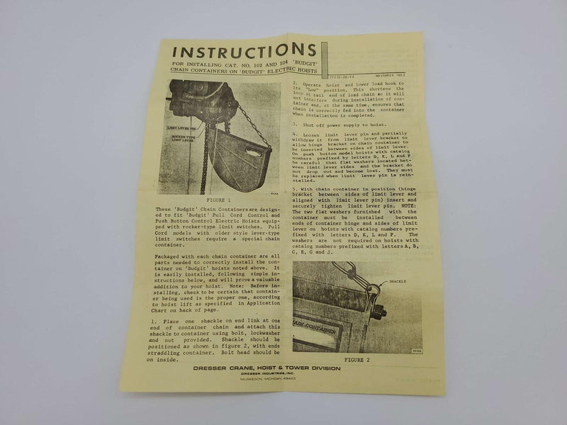 Budgit 102 Chain Container for Budgit Pull Cord & Electric Hoists Holds 10-15ft 6
