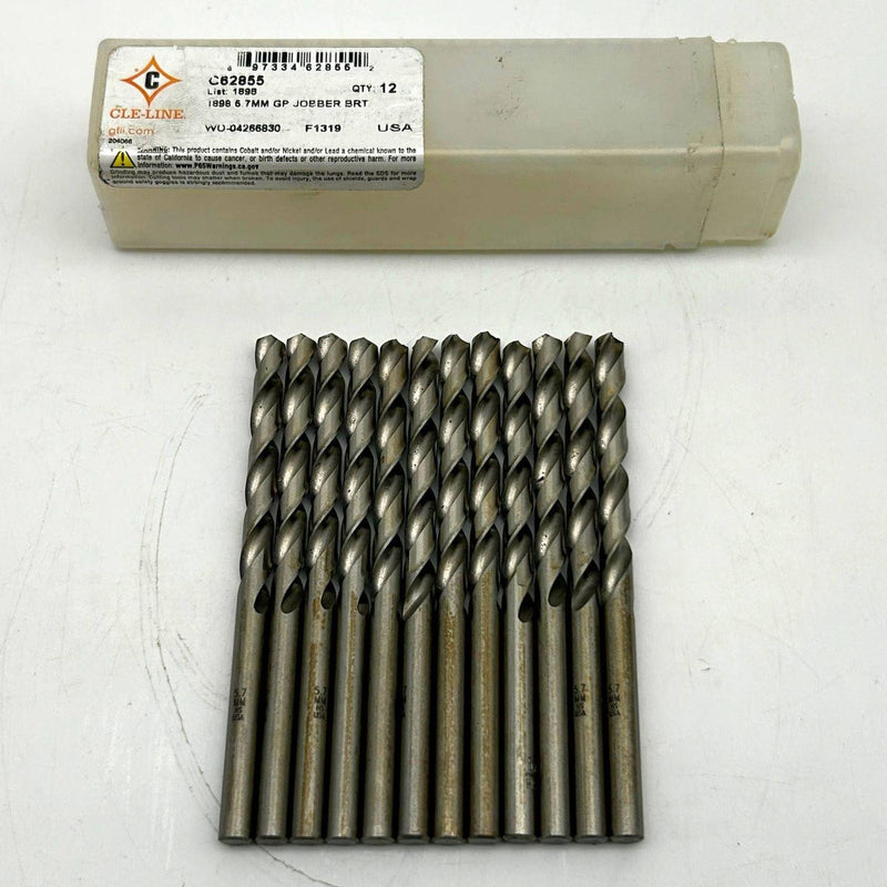 12pk Cle-Line C62855 Jobber Length Drill 1898 5.7mm General Purpose HSS Bright
