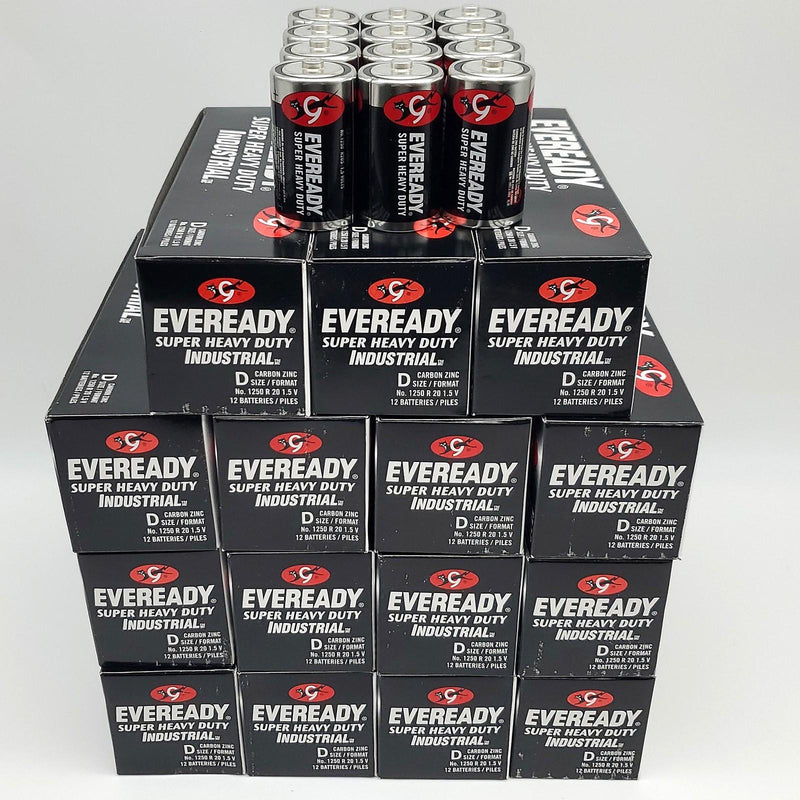 Eveready D Batteries Super Heavy Duty Carbon Zinc 1.5V 1250 R20 Case of 192 1