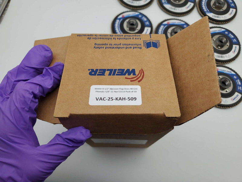 Weiler 4-1/2" Abrasive Flap Discs 40 Grit Phenolic 5/8"-11 Nut 51113 Pack of 10 5