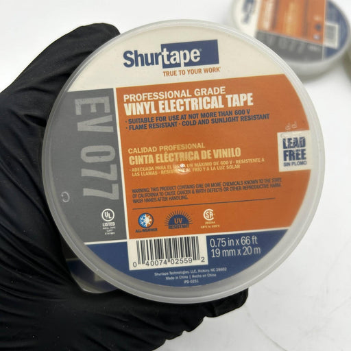 Shurtape 104817 Vinyl Electrical Tape EV 077 .75in x 66ft 7.0 Mil Gray 5 Rolls 2