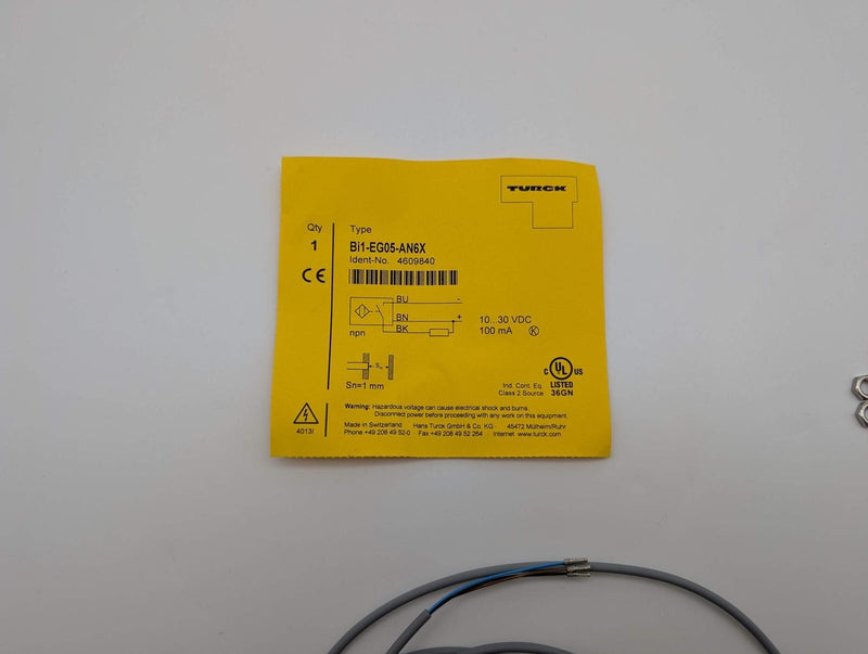 Turck BI1-EG05-AN6X Inductive Sensor Cable M5 x 0.5 2 Meter 1mm Range 10-30 VDC 4