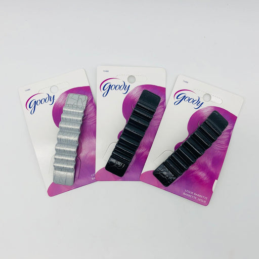 3-Pack Goody Leslie Barrettes Hair Clips Autoclasp 3.5inches Black Silver 15488 1