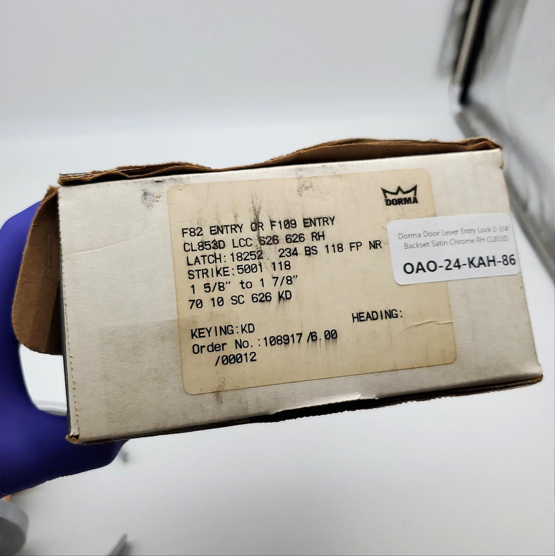 Dorma Door Lever Entry Lock 2-3/4" Backset Satin Chrome RH CL853D Commercial 9