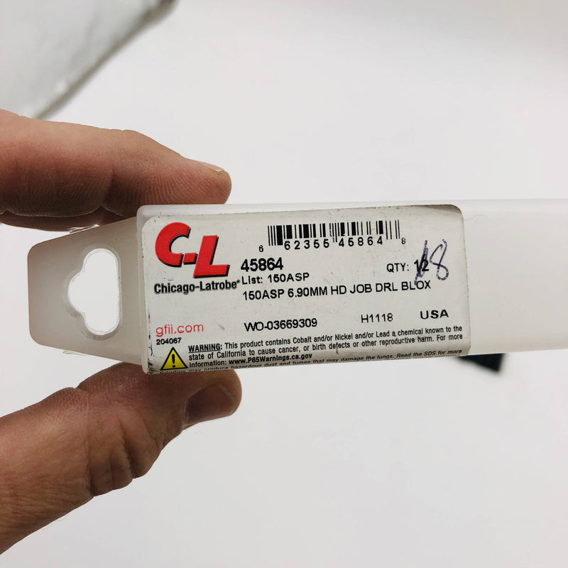 Chicago Latrobe 45864 Heavy Duty Jobber Drill Bit 150ASP 6.90mm Pack of 8 2