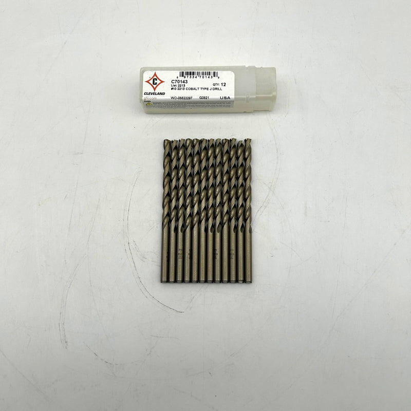 Cleveland C70143 Drill Bit Number 10 List 2213 Cobalt Type J Straw Oxide 12pk 10