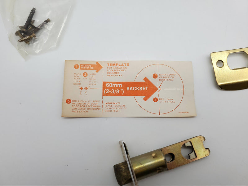 Kwikset Entry Lock Door Knob Bright Brass Bel Air 401B 2-3/8" Backset NOS