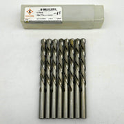 8pk Cle-Line C18419 Jobber Length Drill 1898L 11/32 Left Hand Spiral HSS Bright 1