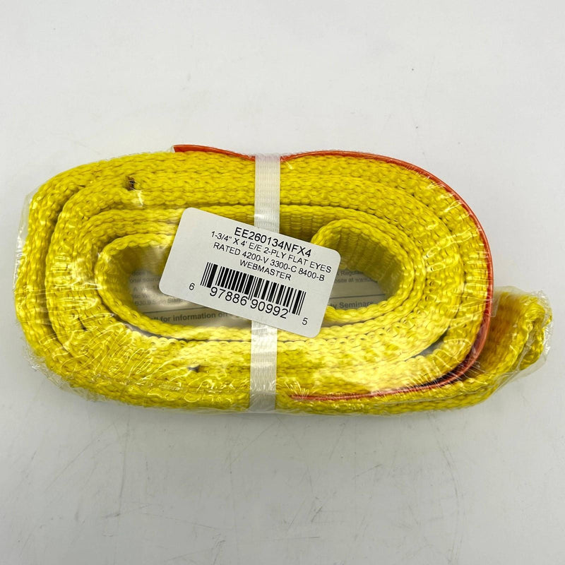 Lift-All EE260134NFX4 Web Sling 1-3/4in x 4ft E/E 2-Ply Flat Eyes Webmaster Ylw 1
