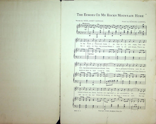 1904 The Echoes Of My Rocky Mountain Home Vintage Sheet Large Music Janet Gordon 2