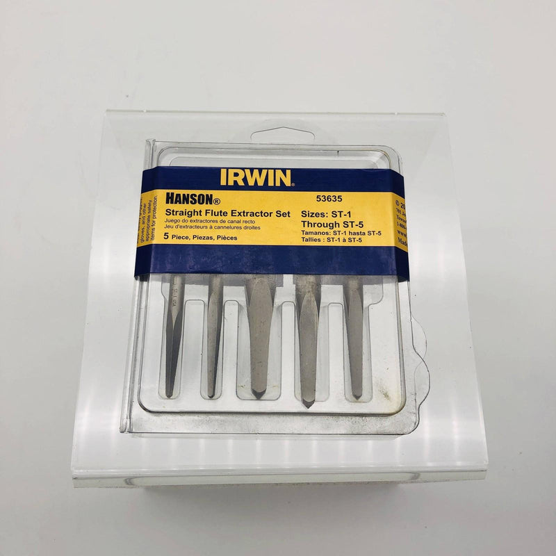 Irwin Hanson 53635 Straight Flute Screw Extractor Set Sizes ST-1 Through ST-5 6