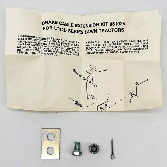 Snapper 61025 Brake Cable Extension Kit for LT12D Tractors OEM NOS SS 7061025YP 1