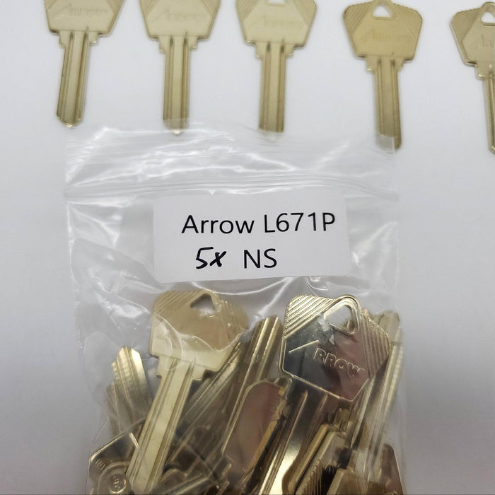 5x Arrow L671P Key Blanks Arrow P Keyway Nickel Silver 6 Pin NOS 4