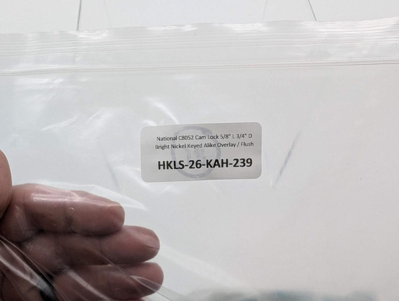 National C8052 Cam Lock 5/8" L 3/4" D Bright Nickel Keyed Alike Overlay / Flush 5