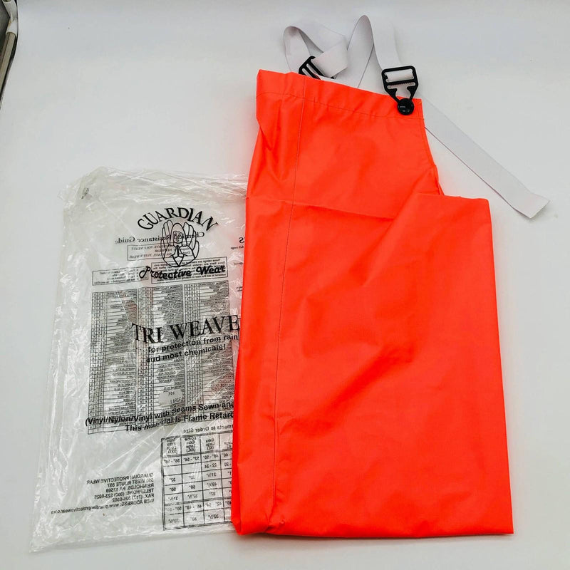 Guardian 706ORL Bib Overalls Size Large Tri-Weave Orange Vinyl Chem/Fire Resist 1