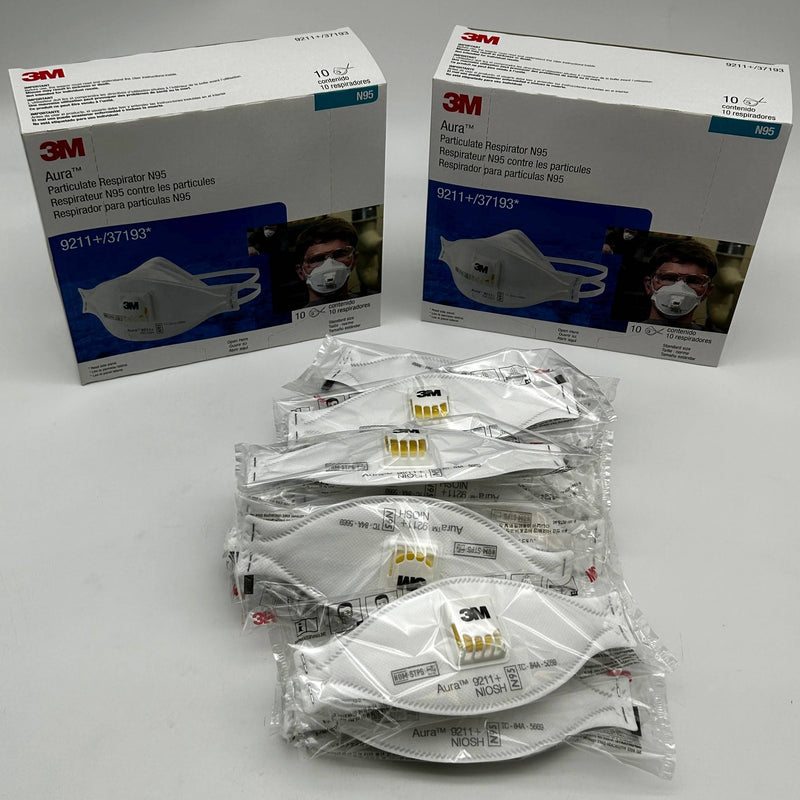 3M 9211+ 37193 Particulate Respirator Exhalation Valve N95 Mask Lot of 20