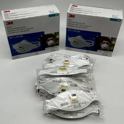 3M 9211+ 37193 Particulate Respirator Exhalation Valve N95 Mask Lot of 20 1