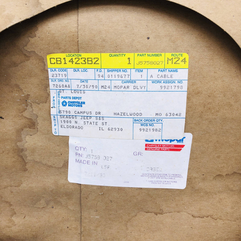 Mopar J5758027 Cable Hood Release OEM NOS 81-91 Jeep SJ and J Series Open 2