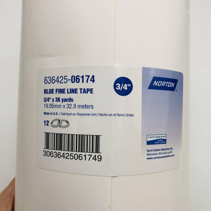 Norton 6174 Fine Line Masking Tape Blue 3/4in x 36 yds 63642506174 12 Rolls 3