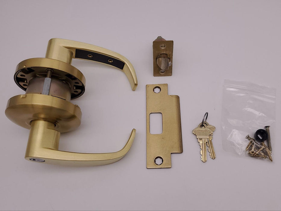 Sargent Door Lever Entry Lock Classroom Satin Brass 2-3/4" BS Schlage Cyl 65G37 3