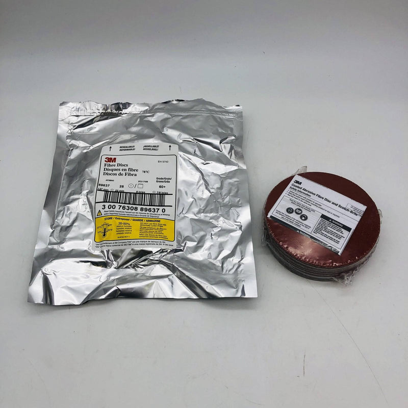 3M 89637 Fiber Fibre Sanding Discs 60 Grit 5" x 7/8" Arbor 787C Pack of 25 7