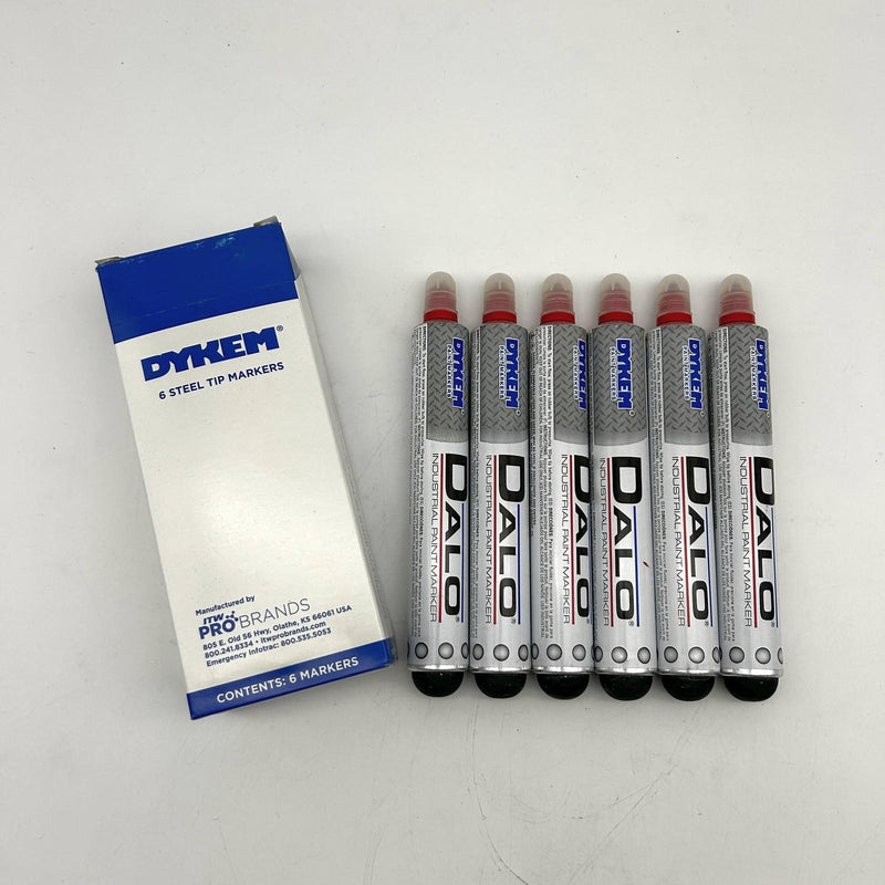 Dykem 26023 Dalo Metal Marker Red Medium Steel Ball Tip Industrial Pack of 6 9