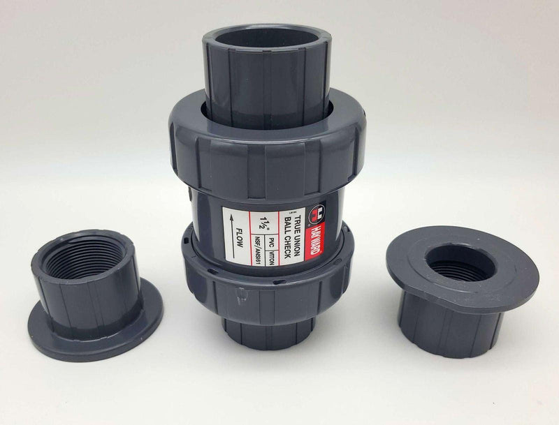 Hayward TC10150ST 1-1/2" True Union Ball Check Valve PVC FPM Seals 235 PSI 1