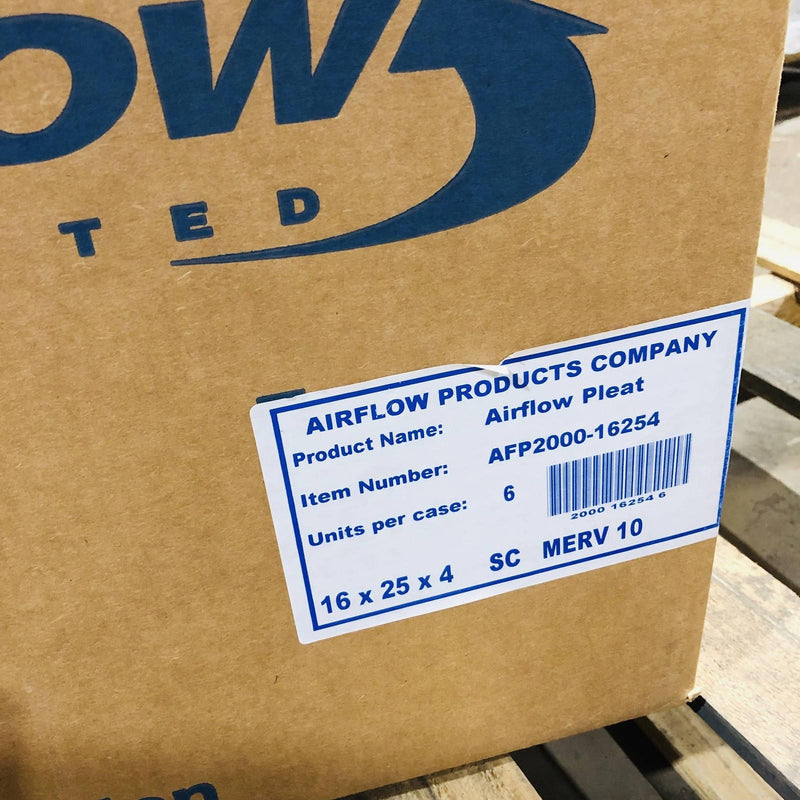 Airflow Products AFP2000-16254 Air Filter Pleated 16x25x4 SC Merv 10 Case/6pk 4