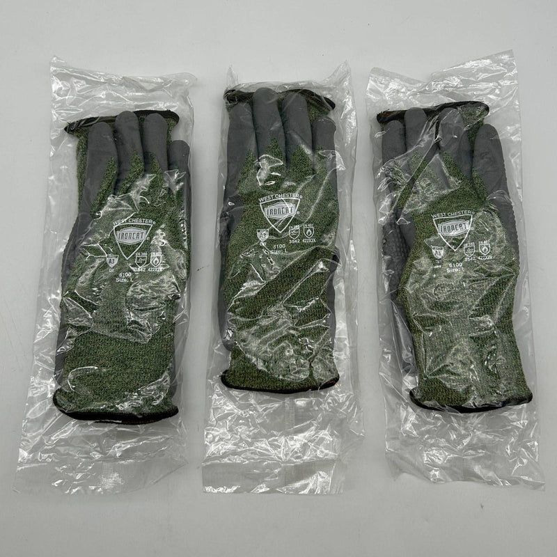 Westchester Ironcat 6100 Welding Glove Size Large FR Silicone Gray/Green 3 Pairs
