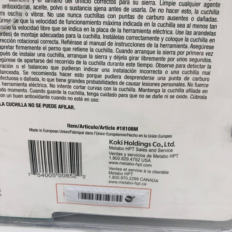 Koki 18108M Hardi Board Blade 10in Fiber Cement 6 Tooth Polycrystalline Diamond 6